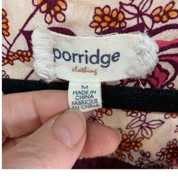 Anthropologie Porridge Womens Wine Floral Mixed Print Top Collar Button Down M - Picture 3 of 13